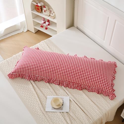 20x54 inches Red/White Gingham Body Pillow Sham 1 Piece - Image 3