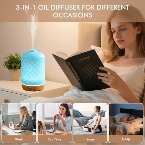 Essential Oil Diffuser Diffuser -Aromatherapy Diffuser for Essential Oils with Timer and 7 Colors LED Light Ultrasonic Diffuser with Auto Shut-Off, Home Office Decor&Gift (White-200ml) - Image 5