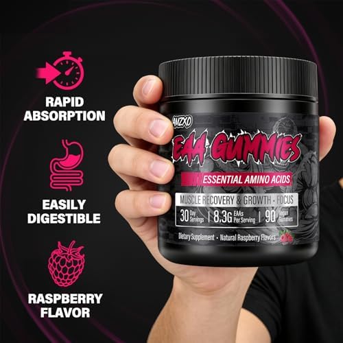 EAA Gummies - 2:1:1 BCAA Formula (8300mg) - Essential Amino Acids for Muscle Recovery & Endurance - Non-GMO, Gluten Free, Sugar Free, Vegetarian, Raspberry Flavor - 90 Count - Image 5