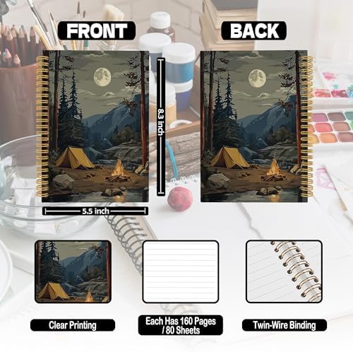 XPH Vintage Mountain Forest Camping Spiral Notebook, Camper Gifts Journaling Notebooks for Women, Rustic Campsite Landscape Hardcover Journals for Writing 160 Pages 5.5 x 8.3 Inch, Camping Gifts - Image 7