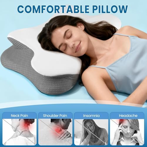 Pillow for Neck and Shoulder Support, Ergonomic Bed Pillow for Side, Back, Stomach Sleepers, White - Image 4
