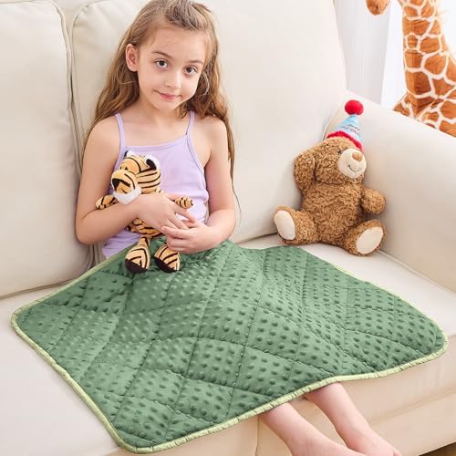 yescool Weighted Lap Pad 2 lb Small Lap Blanket, Weighted Lap Blanket Minky Weighted Throw Blankets, Blankets Gifts for Travel Outdoor Indoor, 20 * 30in Moss Green by yescool