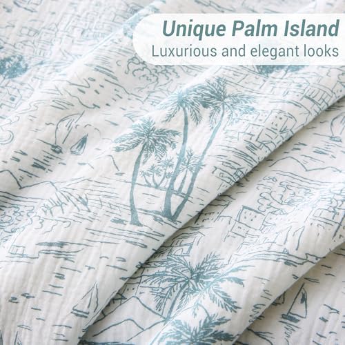 Viviland Cotton Blanket Muslin Blankets for Adult Reversible Flannel, Gifts for Women, Cozy and Soft for All Seasons, Home Decor Throw for Sofa, Chair, Coastal Toile, 50x70 inches - Image 6