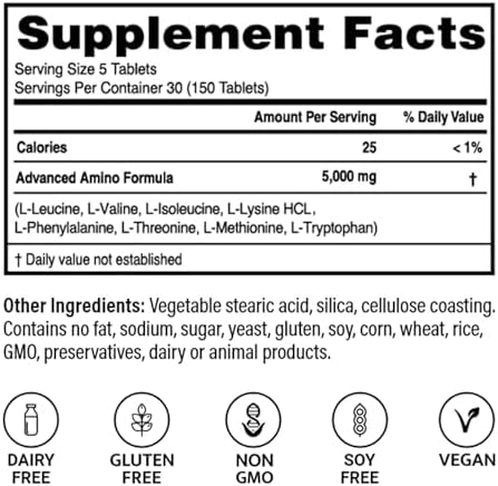 Advanced Amino Formula | Essential Amino Acid Tablets | Vegan, 150 Count - Image 2