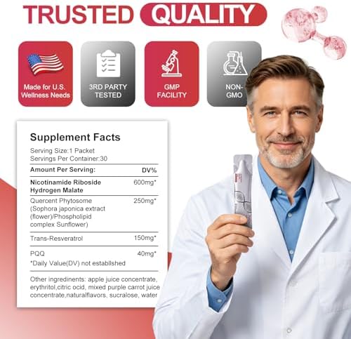 Updated NAD Plus 1000mg Liquid Supplement for Women & Men, 30 Packets - Image 6