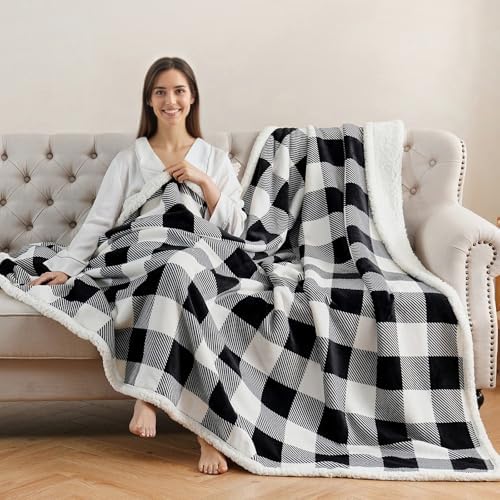 Gracelife Sherpa Fleece Throw Blanket for Couch, Fluffy Plush Warm Fuzzy Blanket for Women and Men, Cozy Thick Soft Twin Blanket for Bed (Black, 60"*80") - Image 2