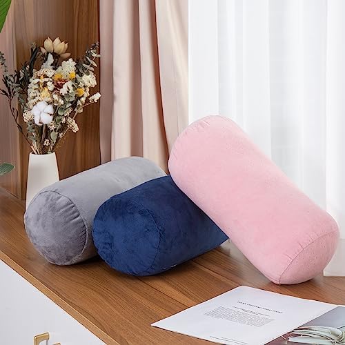 1 MIDDLE ONE Round Cylinder Bolster Pillow with Removable Velvet Cover, Tube Roll Cervical Pillow for Head, Neck, Back and Legs Support, 13" x 6", Grey - Image 7
