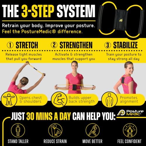 PostureMedic Original Strength Dynamic Posture Corrector for Men & Women – Active Resistance Training System for Back, Neck & Shoulder Pain Relief – Strengthen Muscles & Improve Alignment - Size L (Yellow) - Image 3