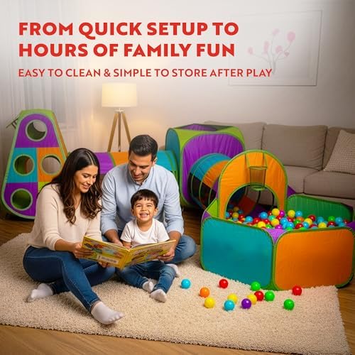 Playz 5pc Pop Up Play Tent and Crawl Through Tunnels for Kids w/Carry Bag - Image 6
