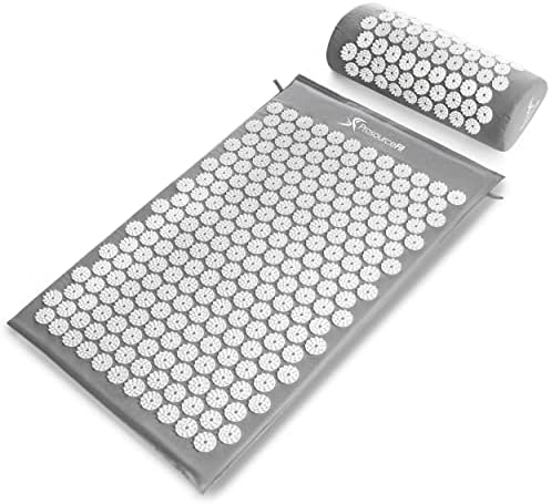 ProsourceFit Acupressure Mat and Pillow Set for Back/Neck Pain Relief and Muscle Relaxation, Grey by PROSOURCE