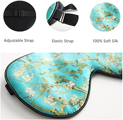 Tim & Tina Silk Sleep Mask for Women Men Comfortable Blindfold Eye Mask with Adjustable Strap for Travel Yoga Nap Shift Work (Green Flower) - Image 2