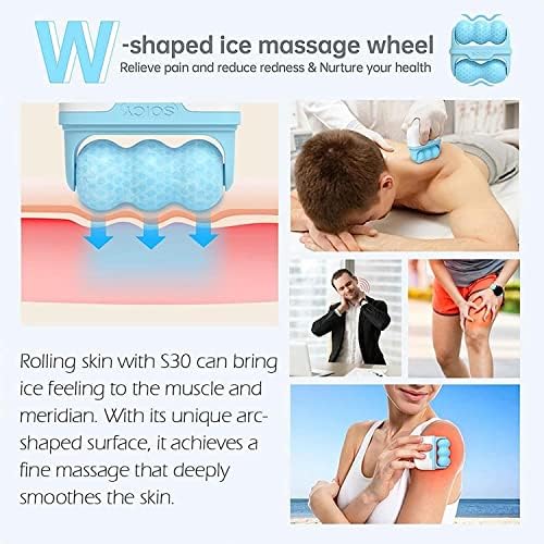 Ice Roller for Face and Eye Mini Travel Cool Facial Roller Personal Skin Care Tools with 2 in 1 Roller for Reduce Puffiness and Relief Migraine, Pain. Women Mother Gift (Blue) - Image 4