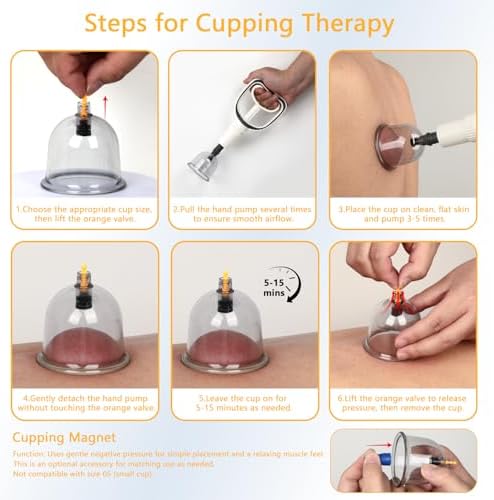 13 Cups Cupping Set, Chinese Cupping Kit with Pump, Cupping Therapy Set for Back Massage, Suction Hijama Cupping Set Home Use, Gifts for Women, Men - Image 6