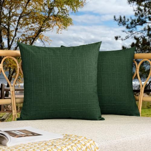 Kevin Textile Outdoor Waterproof 20”x20” Pillow Covers 2 Pack, Army Green by KevinTextile
