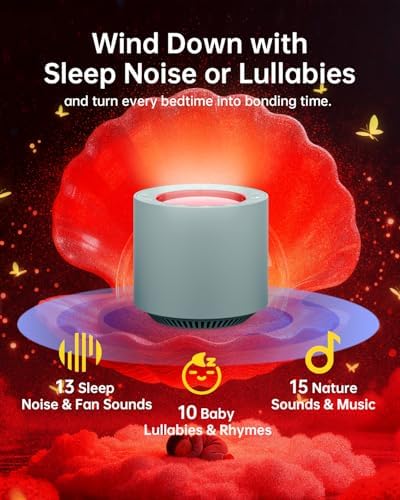 Sleep Sound Machine: Red Light Therapy White Noise Sound Machine with 38 Soothing Sounds & Calming Womb Soother, Memory Function, Dimmable Nursery Night Light with Timer for Baby Adult Gift (Slate) - Image 5