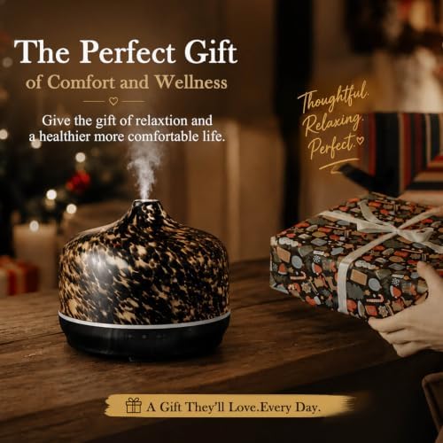 Porseme 500ml Glass Essential Oil Diffuser Aromatherapy Ultrasonic Cool Mist Humidifier 15-21 Running Hours Waterless Auto-Off Air Diffusers for Sleeping Yoga Working Spa(Pongo) - Image 6
