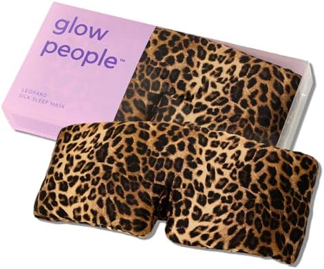 Glow People Silk Sleep Mask – 100% Mulberry Silk Eye Mask for Sleeping, Total Blackout, Cloud-Soft and Adjustable for Beauty Sleep and Travel - Leopard by GlowPeople