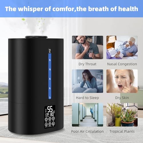 Coolfiqu 6L Warm & Cool Mist Humidifiers for Bedroom,Large Room,Plants - Image 5