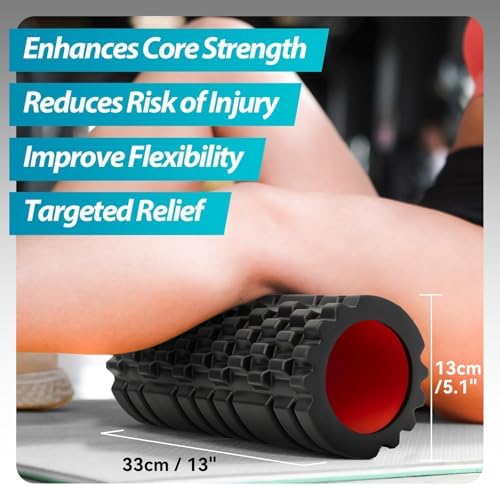 Krightlink Foam Roller for Deep Tissue Massager, 13" High Density Exercise Patented Roller for Muscle Massage and Myofascial Trigger Point Release Back Roller for Fitness, Yoga and Pilates (Black) - Image 3