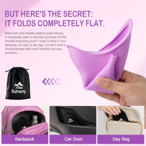 Female Urination Device, Reusable Female Urinal Silicone Women Pee Funnel | Women to Pee Standing Up, The Perfect Companion for Camping,Travel travel outdoor, folds compact, easy rinse - Image 3