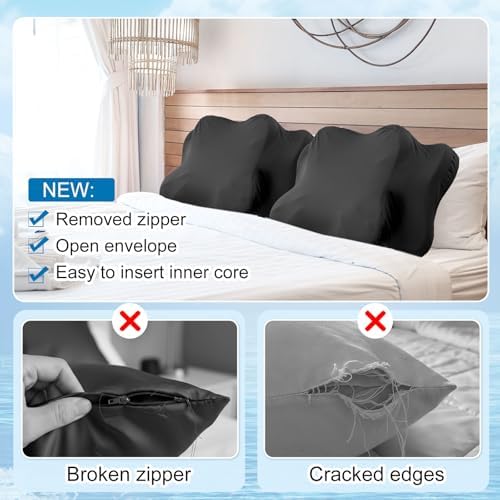 Hahafelt Cooling Cervical Pillowcase Cover with Envelope Closure (Only Pillow Case) Ergonomic Neck Pillowcase Smooth Soft Cool Pillow Cover for Side Back Stomach Sleepers(Black,Standard Size) - Image 3