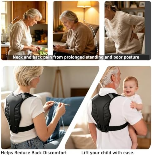 Posture Corrector for Women and Men Upper Back Brace Support Straightener Adjustable Mid Scoliosis Lower Pain Comfortable Relief Hunchback Slouching Kyphosis Invisible Under Fully Black XXL/XXXL - Image 4