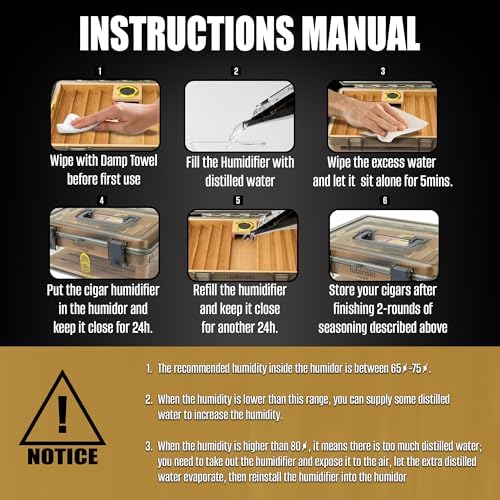 Your Elegant Bar Airview Large Cigar Humidor Box | Lockable Travel Friendly Desktop Humidor with Built-in Digital Hygrometer and Humidifier – Premium Cedar Interior Cigar Case Holds 50 cigars - Image 6