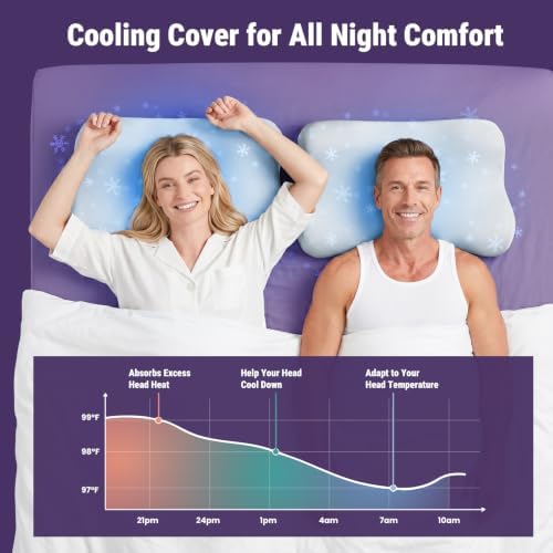 ZZ-WELL Neck Pillow for Sleeping - Side Sleeper Pillow with Cooling Pillowcase - High Density Memory Foam Pillows for Broad Shoulders Adults - Heavy & Thick Bed Pillows, Standard Size (Grey) - Image 5