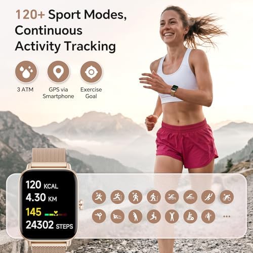 Smart Watches for Women, 1.85" HD Alexa Built-in Smart Watch for Android Phones & iPhones, Health Tracker with Heart Rate/Blood Oxygen/Sleep Monitor, 120+ Sport Modes Fitness Trackers for Women, Gift - Image 5