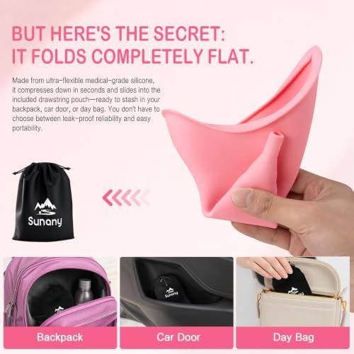 Female Urination Device, Reusable Female Urinal Silicone Women Pee Funnel | Women to Pee Standing Up, The Perfect Companion for Camping,Travel travel outdoor, folds compact, easy rinse - Image 3