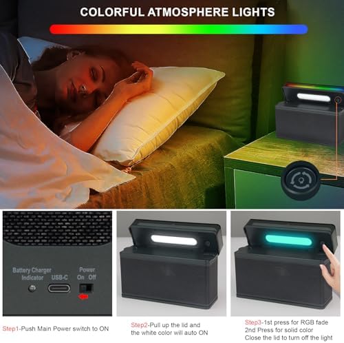White Noise Sound Machine, Portable Sound Machine with 70 Soothing Sounds,Baby Night Light with Memory Function for Heavy Sleepers Kids Adult Home Office - Image 4