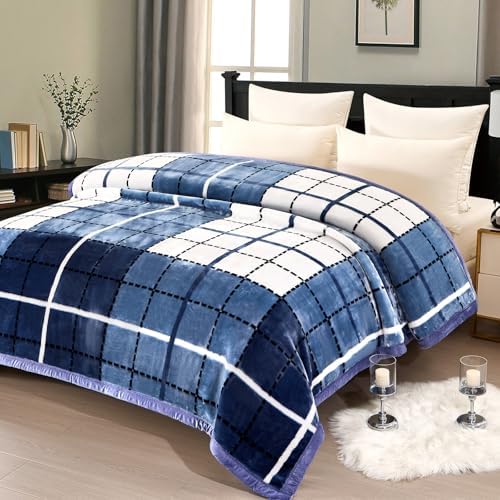 9 lbs Heavy Korean Mink Blanke 77 x 90 inch/Grey Mink Blanket for Full/Queen Size Bed,Silky Soft and Warm,2 Ply Reversible Raschel Bed Blanket,Camel,200X230cm 9Lb/4kg. by LGYKUMEG