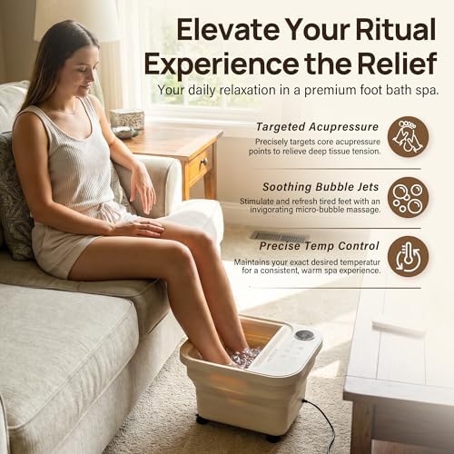 Collapsible Foot Spa Foot Soaking Tub Foot Spa Bath Massager with Heat | Remote Control with Detachable Rollers,Precise Temp Control,Hidden Handle, Foot Bath for Home Pedicure&Stress Relief - Image 5