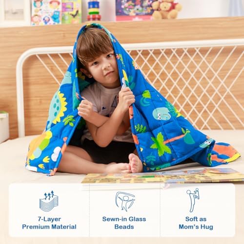 Sivio Cotton Weighted Blanket for Sleeping, 41"x60" 7 lbs, Blue Dinosaur - Image 4