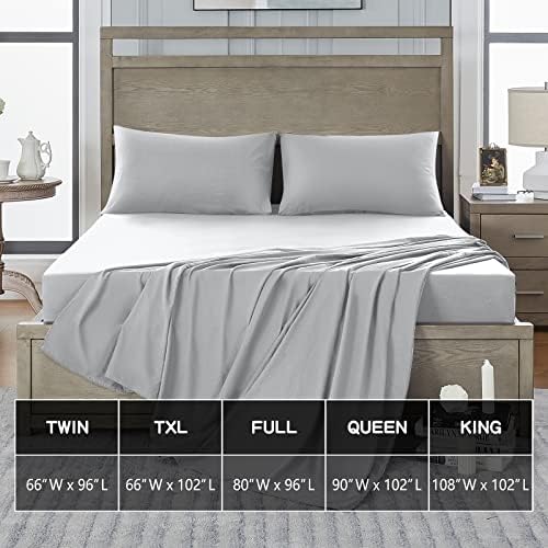 FreshCulture Full Flat Sheet - Hotel Quality Full Flat Sheet Only - Brushed Microfiber Top Sheet - Ultra Soft & Breathable - Wrinkle-Free - Easy Care - Single Flat Sheet (Full, Light Grey) - Image 5