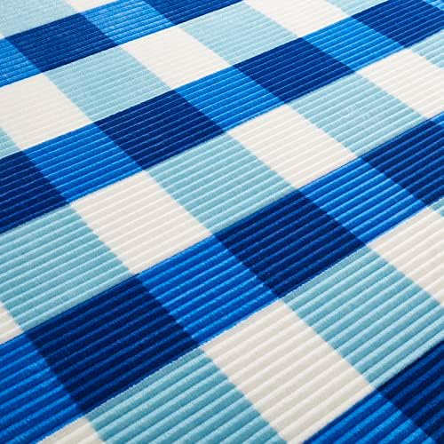 PU MEI Sherpa Blanket Twin Plaid Thick Bed Blanket, 90”*80” Super Soft Flannel Fuzzy Fleece Reversible Velvet Plush Warm Blanket for Couch(Blue Check, 80"*90") - Image 5