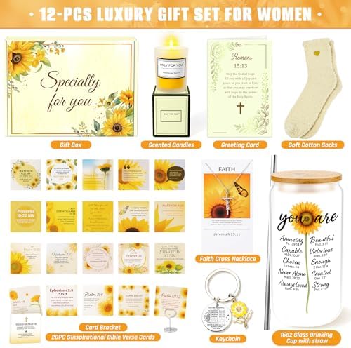 13PCS Christian Gifts For Women Faith -Inspirational Religious Birthday Gifts,Sunshine Box Spiritual Baptism Baskets for Her, Mom,Grandma,Wife,Mothers,Friend, Sister Birthday Valentine's Day Gift - Image 2