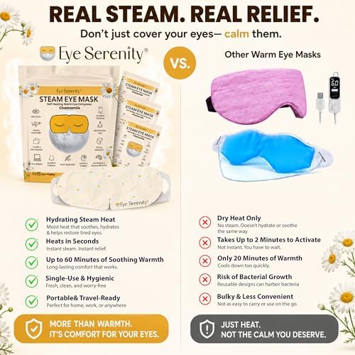 Eye Serenity Steam Eye Mask, Heated Eye Mask Fast Relief for Stye Chamomile - Image 3