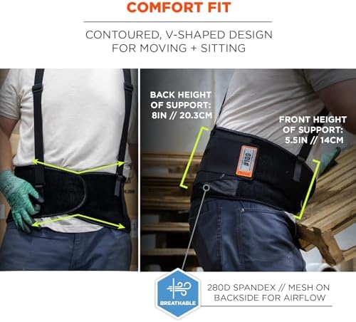 Ergodyne ProFlex 100 Back Support Brace, 8" Spandex Belt, Adjustable, Removeable Straps - Image 4