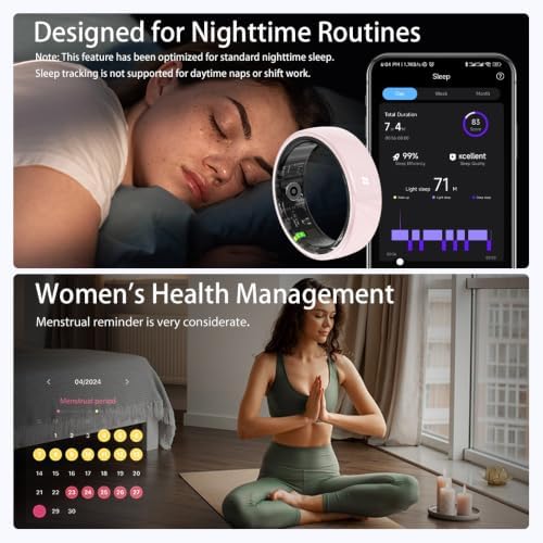 Smart Ring for Women, Health Tracker & 5ATM, COLMI R02. (Pink Ceramic, 9#) - Image 3