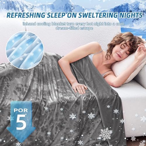 inhand Cooling Blanket Queen Size for Hot Sleepers (90"x90", Gray) - Image 3