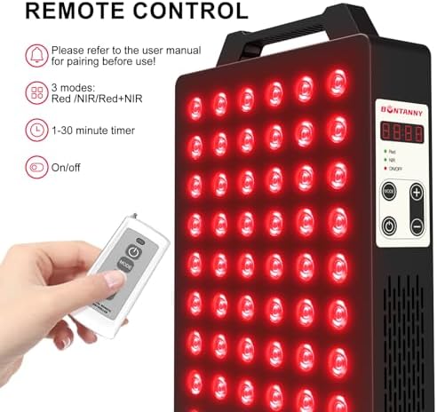 BONTANNY Red Light Therapy, 660nm 850nm 2-Wavelength Red Near Infrared Light Device with 60 Dual Chip Clinical Grade LEDs, Remote Control, Timer for Face, Body, Skin, Pain Relief, BO-300 (Black) - Image 5