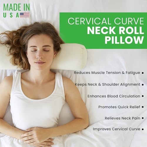 Bean Products Natural Organic Cotton Buckwheat Neck Roll Pillow 5"Dia x 14" - Image 3