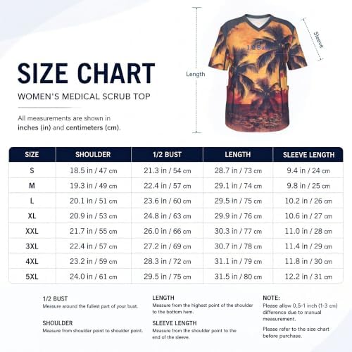 Men's Scrub Top,V-Neck Spill Wrinkle Resistant,3 Pockets-Palm Silhouettes (2) - Image 5