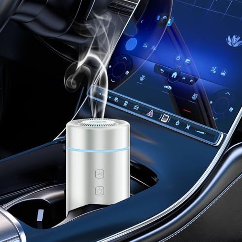 SEEDSEEL 100ML Car Essential Oil Diffuser, Rechargeable Battery Powered, Cordless Portable Aromatherapy Diffuser with 7 LED Color Lights 2 Timer Modes for Car Room Home Office (Silver) by SEEDSEEL