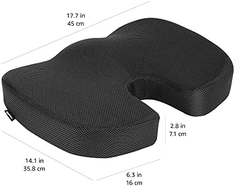 Amazon Basics Comfortable Seat Cushion for Office Chairs, Enhanced Memory Foam with Cooling Gel, Non-Slip, Long Sitting Support, Black - Image 4