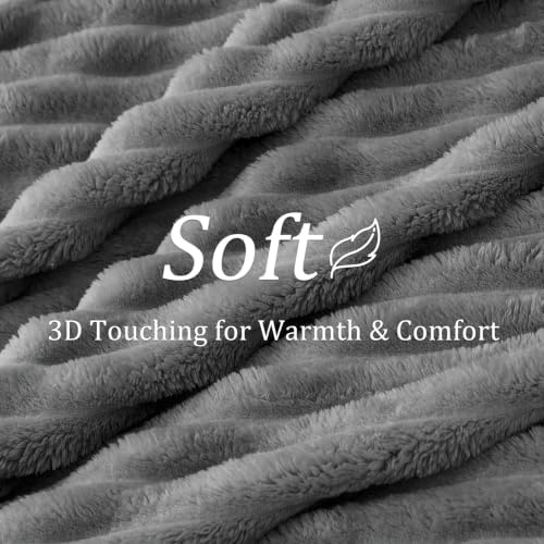 BEDELITE Ribbed Twin Blanket for Couch & Bed, Grey, 66"x90" - Image 4