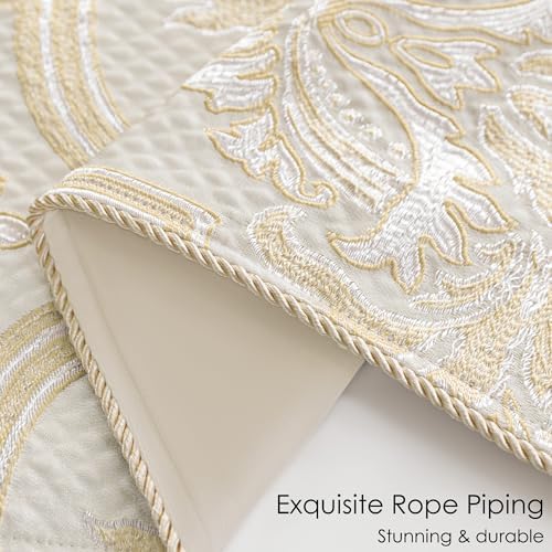 Loom and Mill Luxury Jacquard Throw Blankets for Bed, Beige Gold, 52" x72” - Image 4