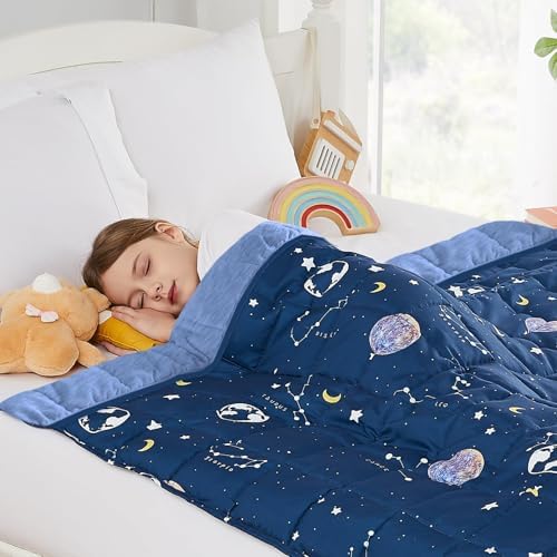 Weighted Blanket - 5 lbs Cooling Navy Starry Sky Heavy Blanket - Small Size Breathable Lap Blanket for Hot Sleepers(36"x48", 5 lbs) by HOSUKKO