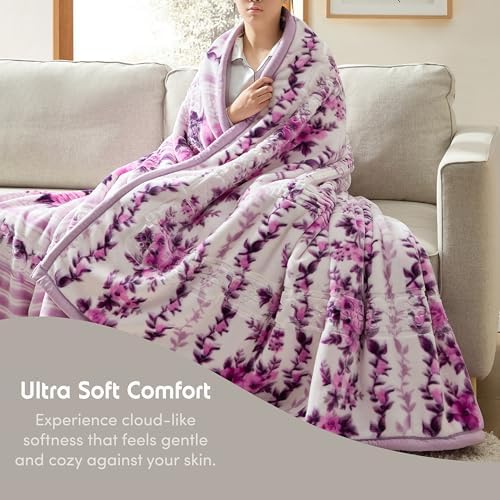Nestl Korean Mink Blanket King Size - 12 Lbs Velvet Fleece Korean Blanket - 2 Ply Warm & Thick Winter Blanket - Wrinkle & Fade Resistant - 87 x 94 Inches (Lavender) - Image 3
